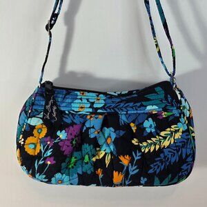Vera Bradley Quilted Floral Mini Crossbody Bag Blue Black Travel Purse
